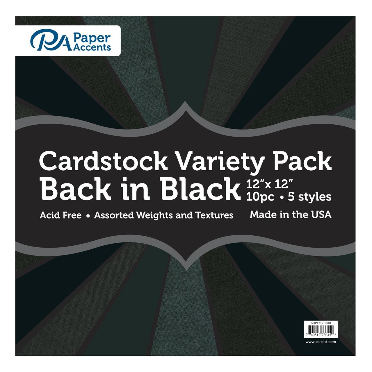 Accent Design Paper Accents Cardstock Variety Pack - 12" x 12" Back in Black 10 Sheets - Heavyweight Cardstock for Scrapbooking, Scrapbooking & Crafts - Archival Quality